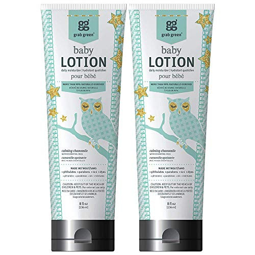 Grab Green 99 Natural Baby Lotion Calming Chamomile Fragrancewith Essential Oils 8 fl oz 2Pack PlantBased  Biodegradable Daily Moisturizer