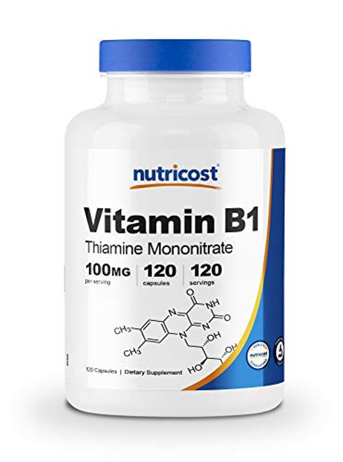 Nutricost Vitamin B1 Thiamine 100mg 120 Capsules Gluten Free and NonGMO Nutricost Vitamin B1 Thiamine 100mg 120 Capsules Gluten Free and NonGMO