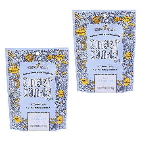 Gem Gem Ginger Candy Chewy Ginger Chews Original 2 Packs 65oz