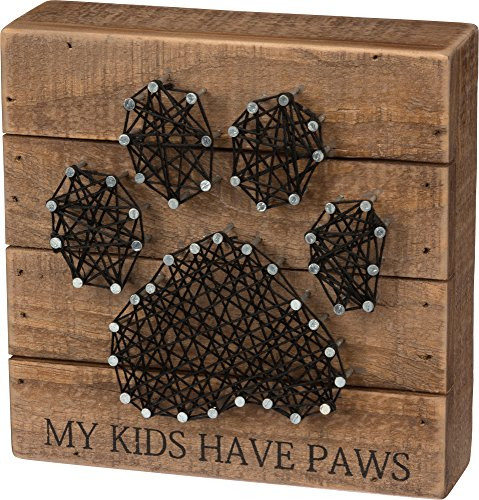 Primitives by Kathy String Art Box Sign, Paws