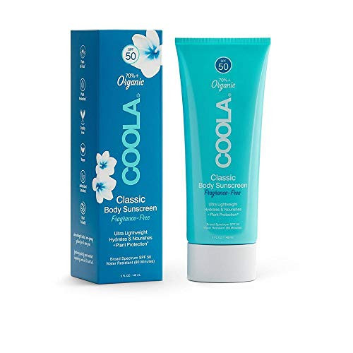 COOLA Organic Body Sunscreen Lotion Broad Spectrum SPF 50 ReefSafe Fragrance Free 5 Fl Oz