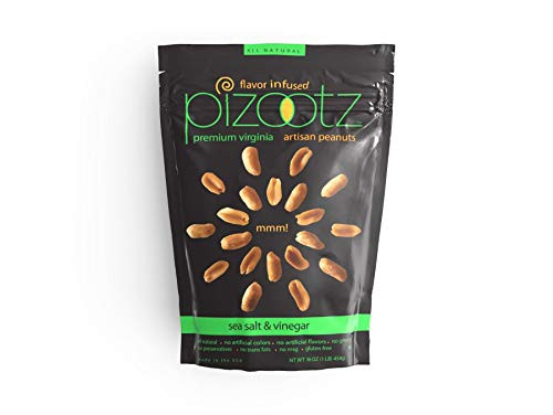 PIZOOTZ Sea Salt and Vinegar Flavor Infused Peanuts Premium Virginia Gourmet 575 Ounce