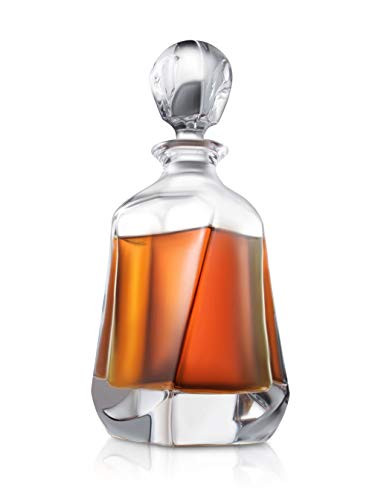 Aurora Whiskey Decanter  25 oz Crystal Modern Decanter  Small Liquor Decanter with Stopper  Booze Decanter for Whiskey Bourbon Brandy Liquor and Rum  Scotch Bar Container