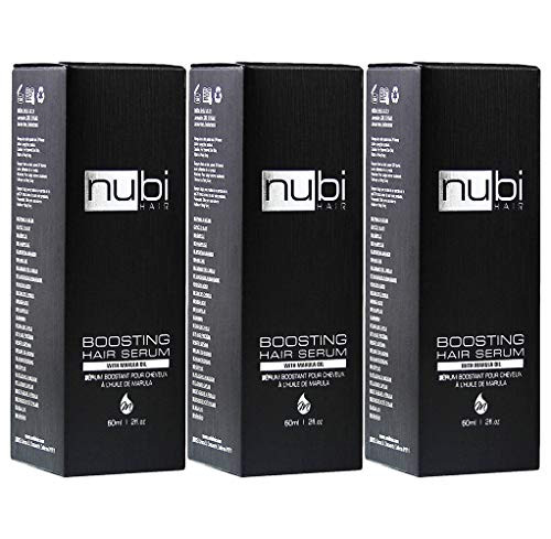 Nubi Boosting Hair Serum  Marula Oil Hair Serum with Vitamin E and Aloe Vera  Marula Hair Serum to Revive Dry Dull Hair  2 Fl Oz  60 Ml 3 Pack