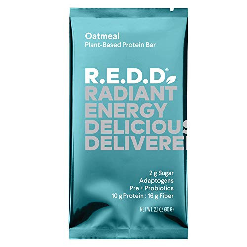 REDD Vegan Protein Bar  Oatmeal  12 Bars  Healthy Snack with 10g PlantBased Protein Low Sugar GlutenFree DairyFree High Fiber Probiotics