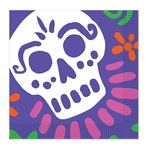 Beistle S00938AZ3, 48 Piece Day Of The Dead Luncheon Napkins, 6.5"