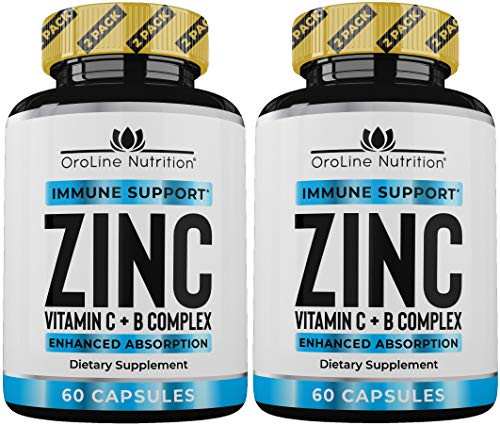 Zinc 50mg Zinc Supplements for Immune Support  2 Pack Vitamin C and Zinc 50 mg Supplement  Zinc Supplement for Adults  Best Zinc Capsules for Immunity Support  Immune Booster  Zinc Vitamin