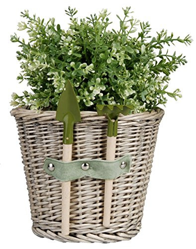 Esschert Design Wicker Flower Pot with Tools, Medium