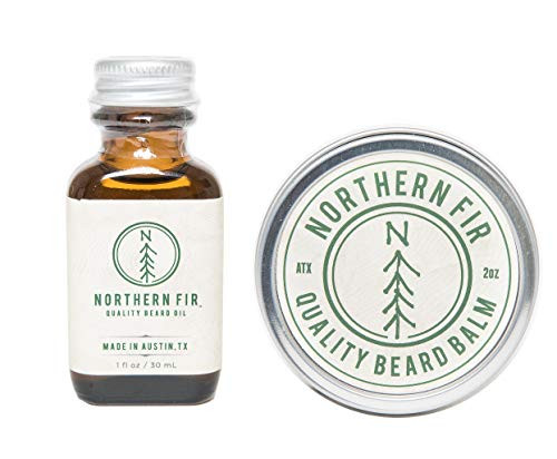 Northern Fir Beard Oil  Balm Kit  All Natural Leave in Conditioner with Argan and Jojoba Oils  Softens and Promotes Healthy Beard  Mustache Growth for Men