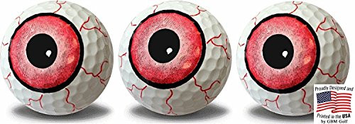 GBM Golf Eyeball Print Novelty Golf Balls Full Wrap Design 3 pack