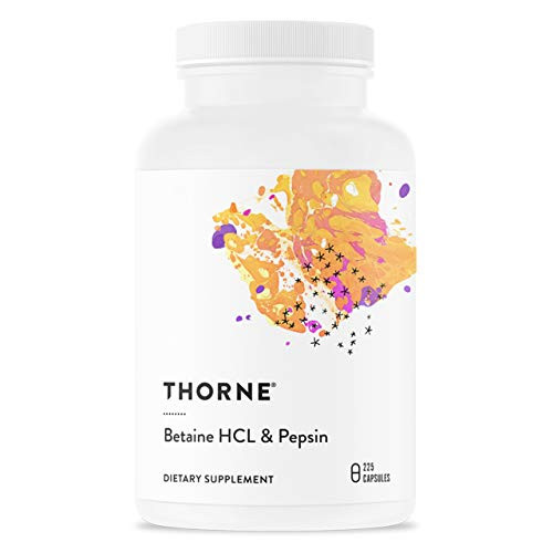 Thorne Research  Betaine HCL  Pepsin  Digestive Enzymes for Protein Breakdown and Absorption  225 Capsules