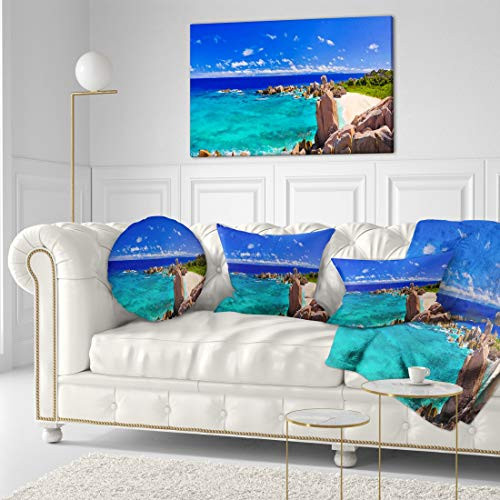 Designart PT6412-40-20 Tropical Beach Panorama Seascape Photo Canvas Print, Blue, 40x20