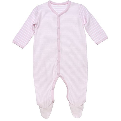 Under the Nile  Baby Girl Snap Front Footie Size 36M Pale Pink Stripe Organic Cotton
