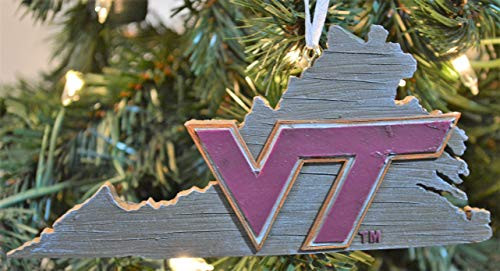 Virginia Tech Hokies Wood Map Christmas Ornament