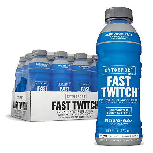 CYTOSPORT Fast Twitch PreWorkout Supplement wCaffeine Blue Raspberry 200mg Caffeine 16oz 12pk