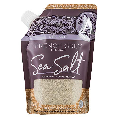 SaltWorks Sel Gris French Grey Sea Salt Fine Artisan Pour Spout Pouch 16 Ounce