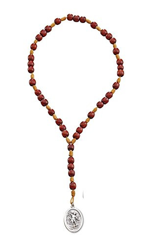 Catholica Shop Catholic Religious Wear I Catholic Religious St Michael Medal Chaplet Rosary for Prayer with Cherry Wood Beads I Beaded Rosary 9 Inches