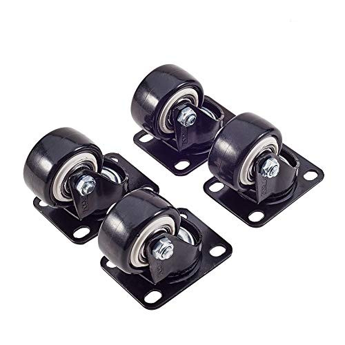 MroMax 15 Inch Swivel Caster Wheels PU 360 Degree Top Plate Mounted Caster Wheel 110lb Capacity Black Tone 4pcs