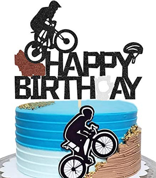 KAPOKKU Black Flash Bicycle Happy Birthday Cake Topper Dirt Bike Birthday Party Cake Decoration Sports Themed Cake Topper Bicycle KAPOKKU Black Flash Bicycle Happy Birthday Cake Topper Dirt Bike Birthday Party Cake Decoration Sports Themed Cake Topper Bicycle