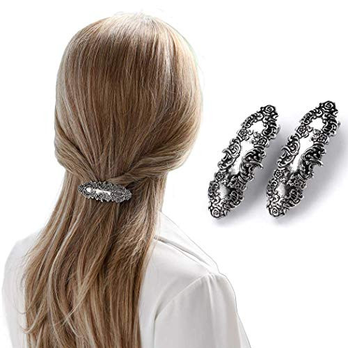 Kakaco Vintage Metal Hair Clips Retro Hair Barrettes French Bobby Hair Pin Fashion Hair Accessories for Women and Girls Pack of 2 Silver