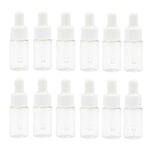 12PCS 10ml Plastic Dropper Bottles Portable Travel Empty Refillable Bottles with Glass Eye Dropper Dispenser for Essential Oils Perfume Colognes Cosmetic Sample Containers Vials Transparent