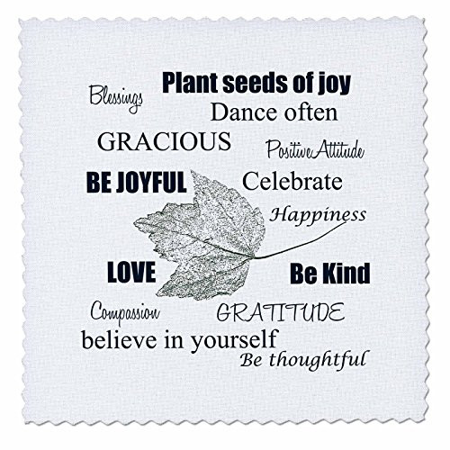 3dRose qs_123530_1 Inspirational Typography Word Art with Leaf Quilt Square, 10 by 10-Inch