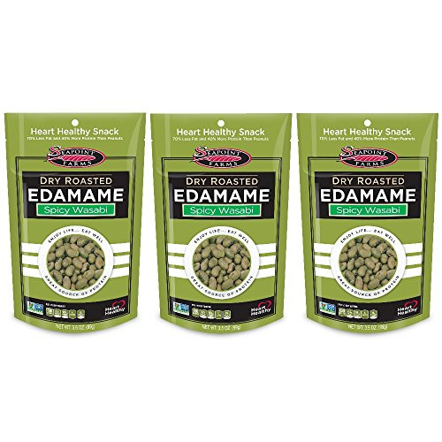 Seapoint Farms Dry Roasted Edamame Wasabi 35Ounce Pouches Pack of 3