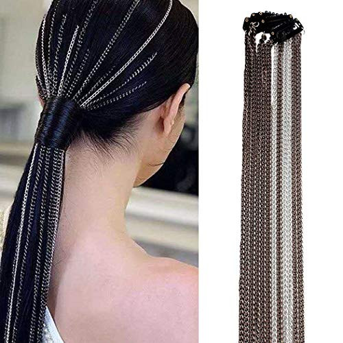 Campsis Punk Hair Chains Silver Multi Strand Hair Extension Chain with Clips Ponytail Tassel Head Chain Hip Hop Party Halloween Nightclub for Women and Girls Campsis Punk Hair Chains Silver Multi Strand Hair Extension Chain with Clips Ponytail Tassel Head Chain Hip Hop Party Halloween Nightclub for Women and Girls