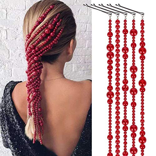 Campsis Pearl Tassel Hair Chain Red Multi Strand Ponytail Hair Piece Party Wedding Nightclub Prom Hair Extension Chains Decorations for Women and Girls Campsis Pearl Tassel Hair Chain Red Multi Strand Ponytail Hair Piece Party Wedding Nightclub Prom Hair Extension Chains Decorations for Women and Girls