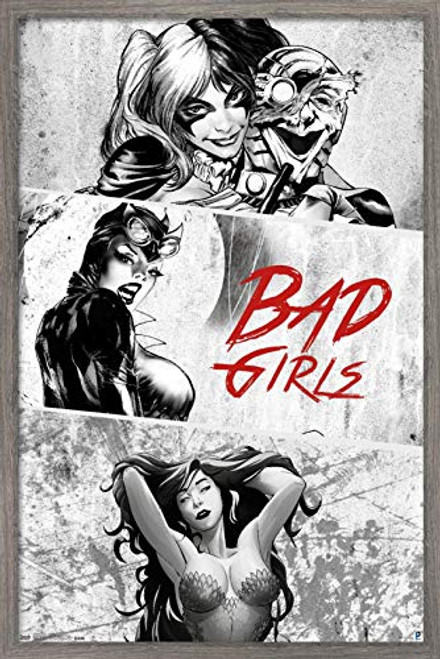Trends International DC Comics  Harley Quinn  Catwoman  Poison Ivy  Bad Girls Wall Poster 22375 x 34 Barnwood Framed Version