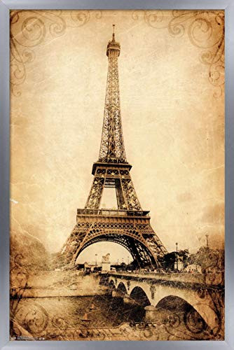Trends International Eiffel TowerRustic 22375 x 34 Silver Framed Version