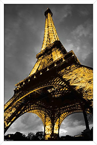 Trends International Eiffel TowerLights 22375 x 34 White Framed Version