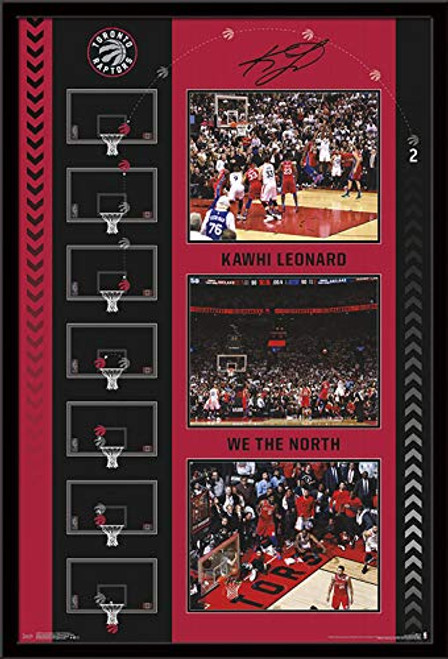 Trends International NBA Toronto Raptors  Kawhi Leonard  The Bounce 22375 x 34 Black Framed Version