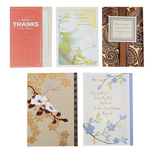 Hallmark Thank You Greeting Card Assortment (5 Cards, 5 Envelopes)