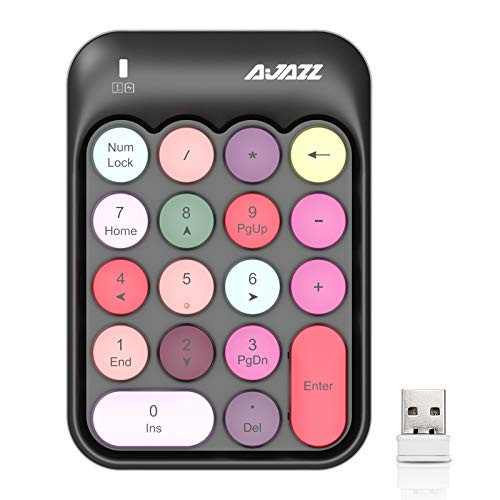 Wireless Numeric Keypad 18 Keys with 24G Mini Portable Silent Number Pad USB Receiver Financial Accounting Keyboard Extensions for Laptop Desktop PC Pro?Black Mix?