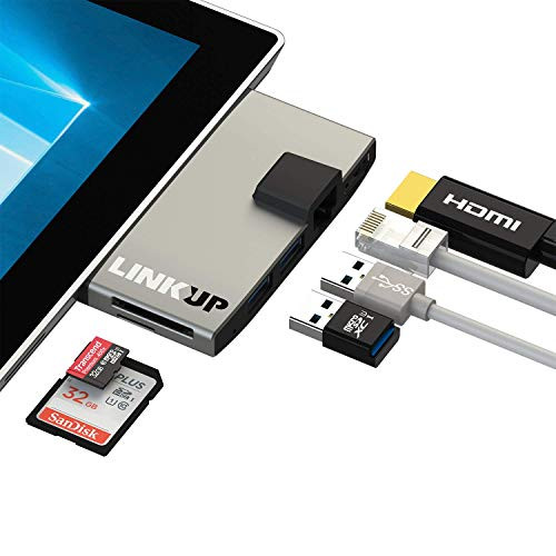 LINKUP  Surface Pro 6 5 Compatible SD Card Reader Adapter Hub  6in1 Docking Station  4K HDMI Gigabit Ethernet SDMicro SD Card Slots2X USBA 30 Ports  Designed for Surface Pro 56