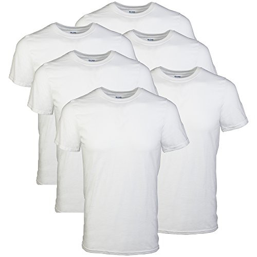 Gildan Platinum Mens Crew TShirts White Medium 6Pack