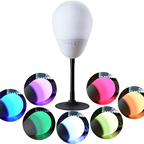 Night Light Bluetooth Speaker Boomer VIVI Portable Wireless Bluetooth Speaker 7 Color LED Bedside Table Pat Light Color Changing Stereo Subwoofer Wireless Speaker with Lights White