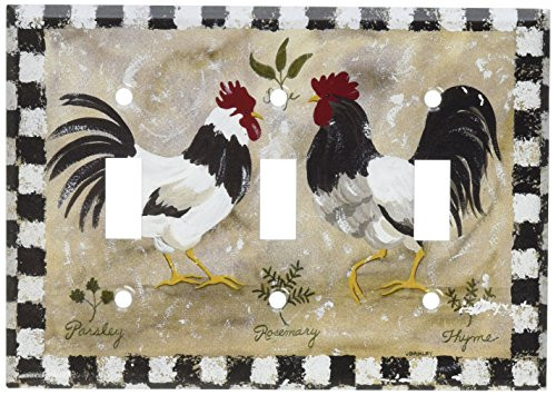 Art Plates - Jennifers Rooster Switch Plate - Triple Toggle