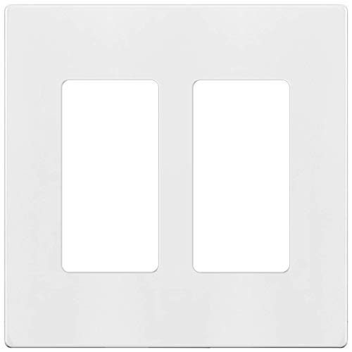 ENERLITES Screwless Decorator Wall Plates Child Safe Outlet Covers Size 2Gang 468 H x 473 L Unbreakable Polycarbonate Thermoplastic SI8832W Glossy White