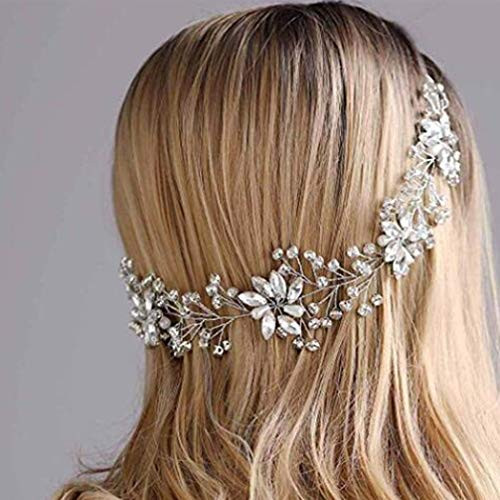 Casdre Bride Wedding Hair Vine Silver Crystal Bridal Headband Pearl Wedding Hair Piece Hair Accessories for Women and Girls Casdre Bride Wedding Hair Vine Silver Crystal Bridal Headband Pearl Wedding Hair Piece Hair Accessories for Women and Girls