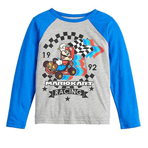 Jumping Beans Boys 412 Mario Kart Racer Graphic Tee Boys 5 Heather Gray