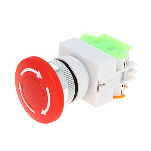 Fielect Emergency Stop Push Button Switch AC 600V 10A Red Mushroom Cap Switch Equipment Lift Elevator Latching Self Lock 22mm Mounting Hole 2Pcs Y09011ZS