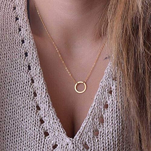 Jovono Gold Fashion Circle Pendant Necklace Dainty Necklace Jewelry Chain for Women and Girls