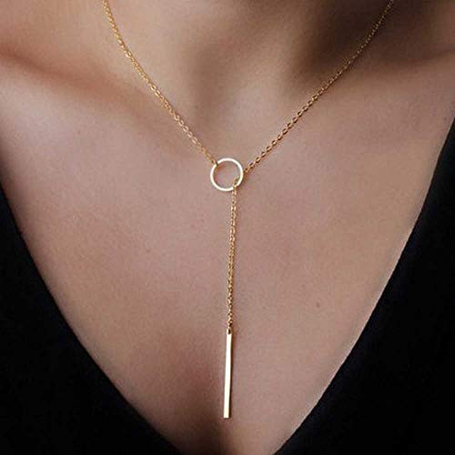Jovono Gold Fashion YNecklace Circle Bar Pendant Necklaces Jewelry Chain for Women and Girls Jovono Gold Fashion YNecklace Circle Bar Pendant Necklaces Jewelry Chain for Women and Girls