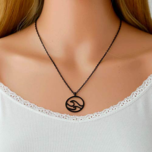 Jovono Boho Fashion Wave Pendant Necklaces Dainty Necklace Chain Jewelry for Women and Girls Black