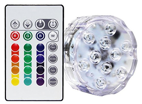 Multicolor LED Submersible Light Battery Operated RGB Color Changing Accent Light w/IR Remote for Party, Wedding, Holiday Lighting