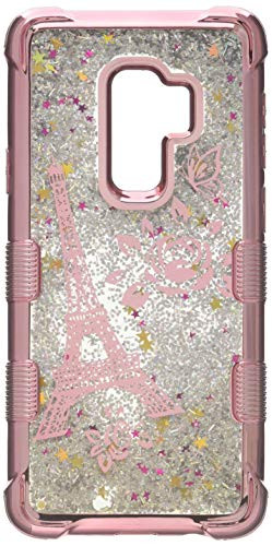 MyBat Cell Phone Case for Samsung Galaxy S9 Plus  Rose Gold Eiffel TowerSilver Sparkles