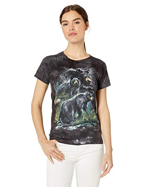 The Mountain Three Black Bears Adult Womans TShirt Black 2XL
