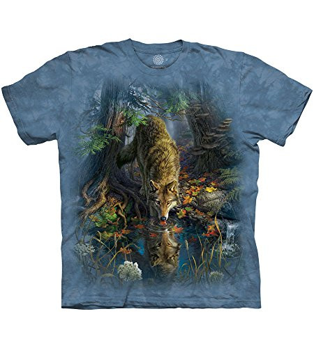 The Mountain Enchanted Wolf Pool Adult TShirt Blue Medium